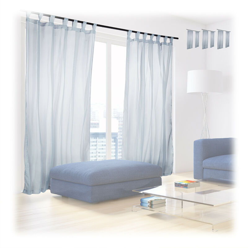 

Juego de 8 Cortinas Semitransparentes, Poliéster, 245 x 140 cm, Plateadas