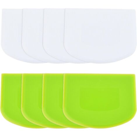 Juego de 8 espátulas de plástico para masa, herramienta multifuncional para preparar salsas de mantequilla, pasteles, panes y pizzas (blanco, verde).