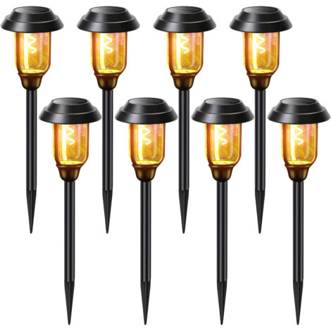 Juego de 8 luces solares para jardín, iluminación decorativa brillante para caminos y terrazas, ideal para céspedes, patios, entradas de vehículos y accesos.