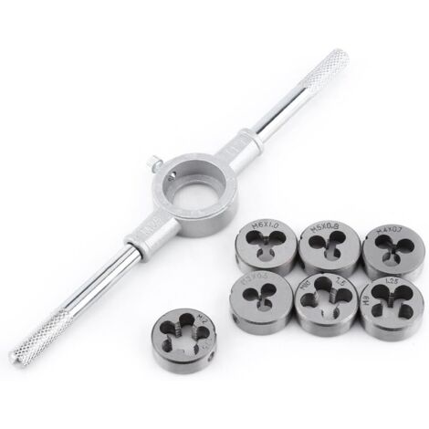 Juego de 8 machos y terrajas métricas M25, llave para roscar tornillos métricos, herramienta manual para roscado externo
