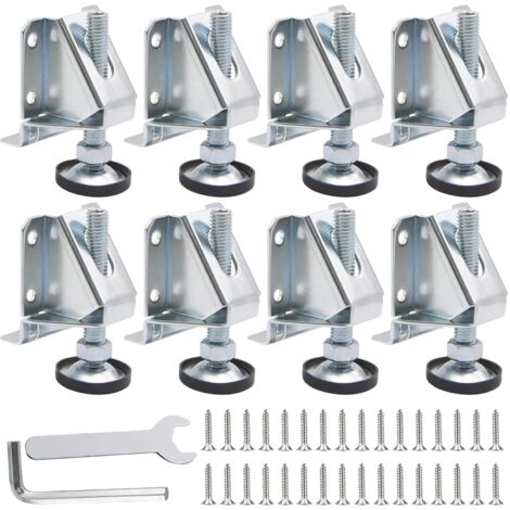 Juego de 8 patas niveladoras M10 para muebles con tornillos y llaves, niveladores ajustables de alta resistencia con tuercas de bloqueo, patas de mesa ajustables en altura, niveladores para mesas, ban
