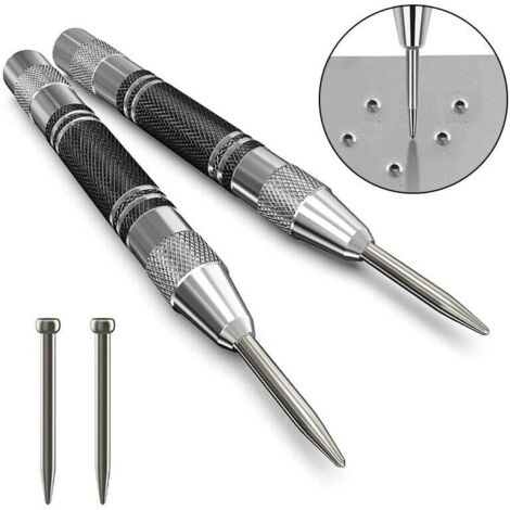 Juego de 8 piezas: punzón automático, punzón central automático, punzón central con resorte, punzón automático con fuerza de impacto ajustable para madera, pared, metal, con punto de cambio de 2 pieza