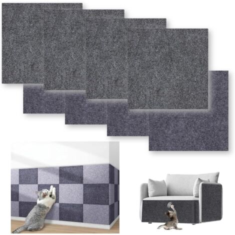 Juego de 8 protectores para rascadores de gatos (30 x 30 cm), autoadhesivos y recortables, gris oscuro + gris claro.