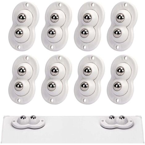 Juego de 8 ruedas para muebles pequeños FOREHILL, ruedas con doble rodamiento de bolas, rotación de 360°, ruedas universales para cubos de basura, cajas y muebles pequeños, blancas