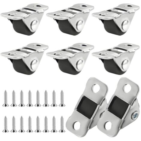 Juego de 8 ruedas pequeñas de goma de 1,3 cm con placa de acero, mini ruedas fijas silenciosas, placa metálica fija, para muebles pequeños, mesas, armarios y carros.
