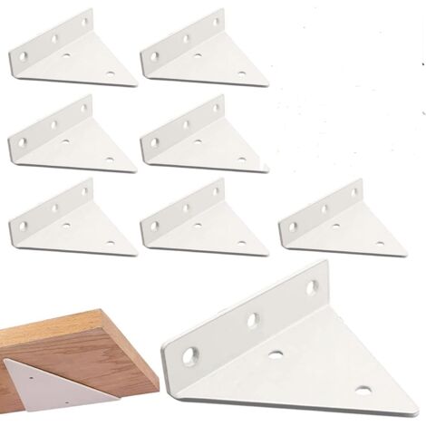Juego de 8 soportes para estantes flotantes, soportes triangulares ocultos que ahorran espacio, color blanco (4 x 3,5 pulgadas)
