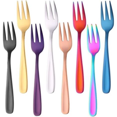 Juego de 8 tenedores para pastel/postre/ensalada - Acero inoxidable, longitud 14 cm/5,5 pulgadas