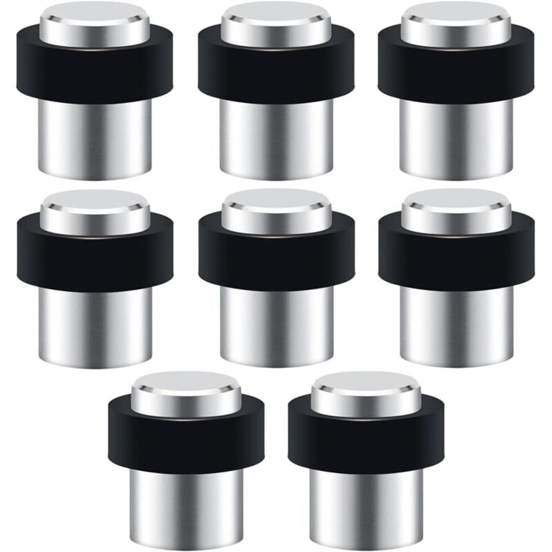 Juego de 8 topes de puerta de suelo, 45 mm de altura, de acero inoxidable con tornillos, parachoques de puerta