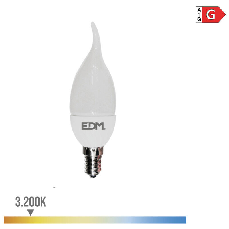 EDM - Bombilla Vela Led E14 5W 400LM 3200K Luz Cálida Ø3.5X12CM