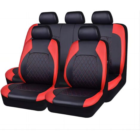 Juego de 9 fundas de cuero para asientos de Dacia Duster (2000-2024), para todas las estaciones, accesorio para coche, color rojo