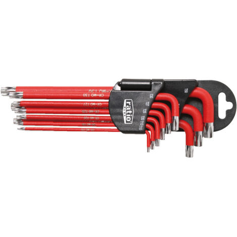 Juego de 9 llaves acodadas Torx punta magnética Ratio -