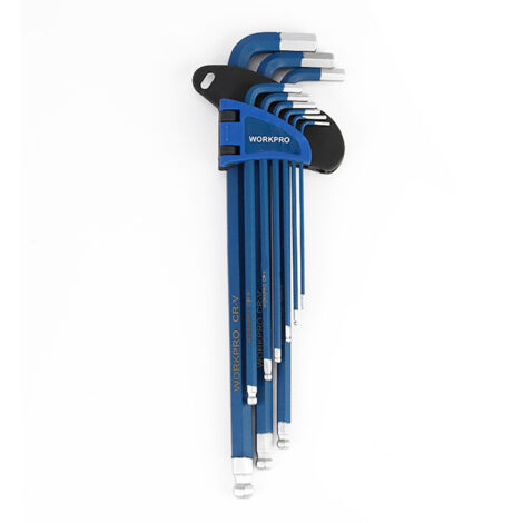 Juego de 9 llaves allen de brazo largo (métrico) workpro