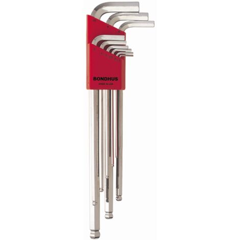 Juego de 9 llaves en L punta-bola BriteGuard™ en métrica 1.5-10mm  Bondhus 17099
