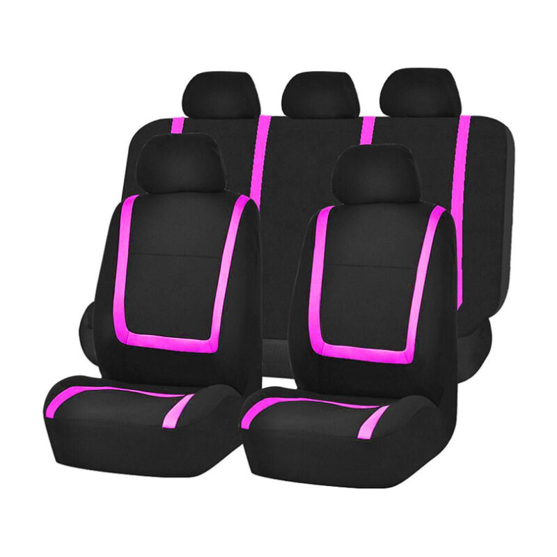 

Juego de 9 piezas Fundas de asiento de automovil universales de tela de cuero de lujo para automovil de malla delantera trasera de alta calidad