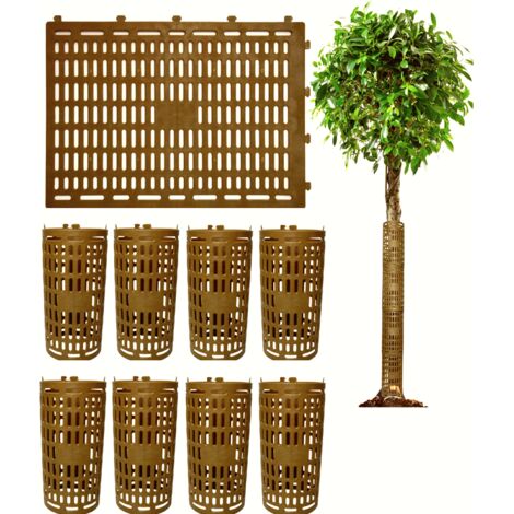 Juego de 9 protectores para troncos de árboles, fabricados en plástico elástico con orificios de ventilación, protectores para cortacésped, color marrón, 3825 cm.