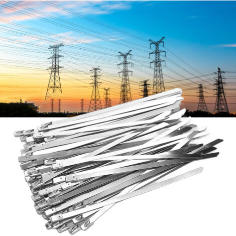 [Juego de abrazaderas] - Paquete de 100 abrazaderas autoblocantes de acero inoxidable tipo A para mangueras y cables.
