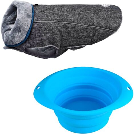 Juego de abrigo 30cm negro + Bol redondo plegable para mascotas Hearts&Homies