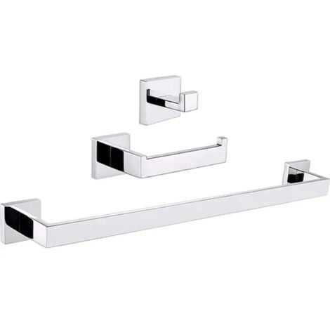Juego de accesorios de acero inoxidable 304, venta directa de fábrica: toallero cuadrado negro, accesorios de baño, portarrollos de papel higiénico de acero inoxidable.