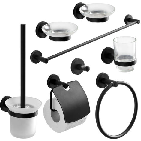 Juego de accesorios de baño negro mate