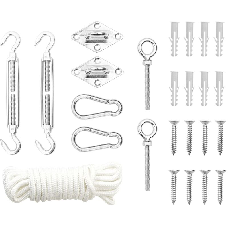 

Juego de accesorios para toldo de vela 9 pzas acero inoxidable - Plateado