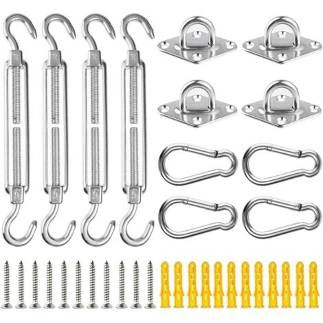 Juego de accesorios para toldos M6, kit de herrajes de acero inoxidable de alta resistencia de 28 piezas para la instalación de velas de sombra.