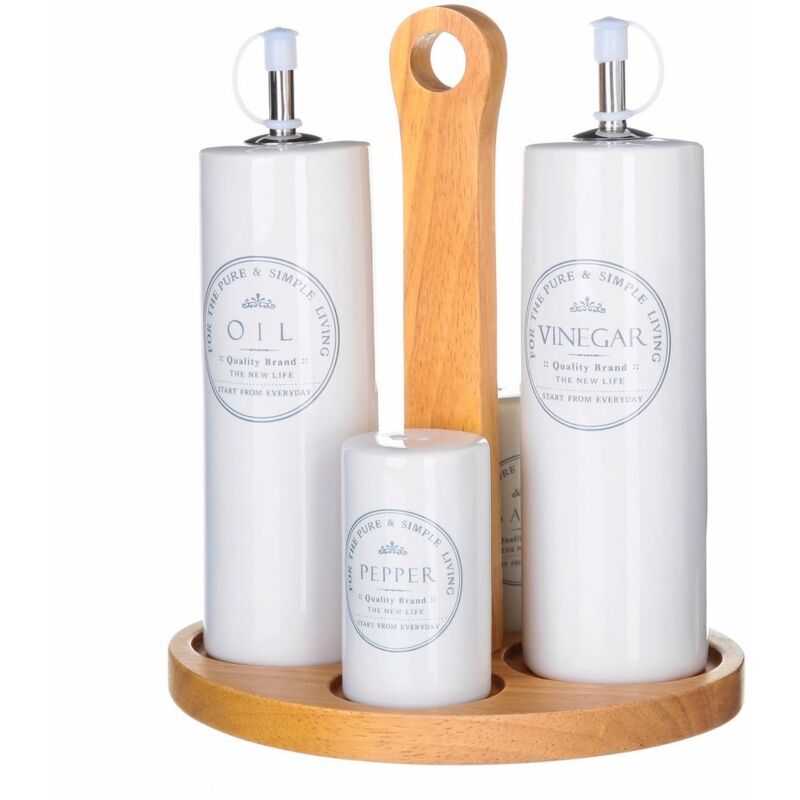 

Juego de aceitera y vinagrera de cerámica blanco