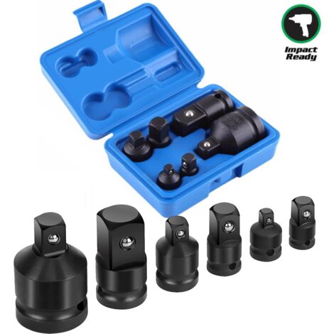 Juego de adaptadores de llave de vaso de impacto, adaptadores de llave de vaso, 6 adaptadores reductores para juego de enchufes convertidores de 1/4 pulgadas, 3/8 pulgadas, 1/2 pulgadas, 3/4 pulgadas