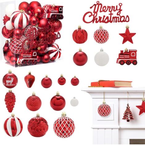 Juego de adornos navideños para árbol de Navidad - Decoraciones irrompibles para árbol de Navidad - 65 colgantes decorativos festivos para barandillas, fiestas, bodas, eventos, tiendas y compromisos