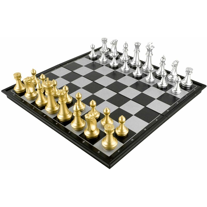 

Juego de ajedrez magnético, tablero de ajedrez de plástico plegable, Juegos para comunidades,25x25x2cm,oro plata