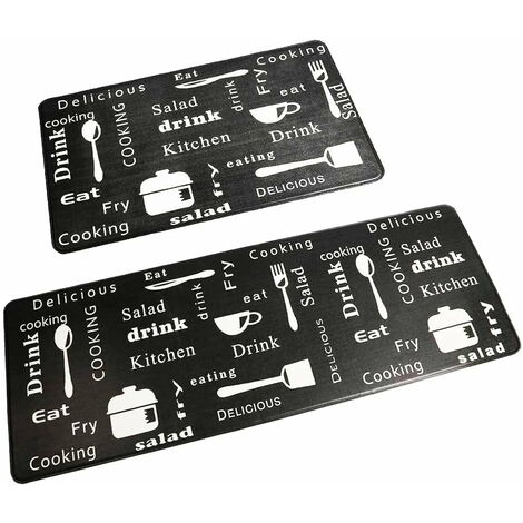 Juego de alfombrillas de cocina antifatiga de 2 piezas Juego de alfombrillas de cocina acolchadas Juego de alfombrillas impermeables para trabajo pesado Juego de alfombrillas de cocina antideslizantes