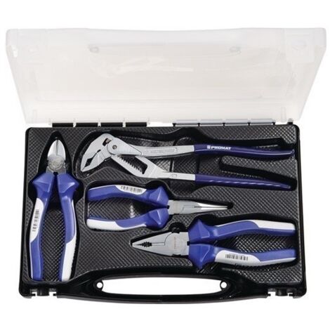 Juego de alicates, 4 piezas, estuche cromado PROMAT