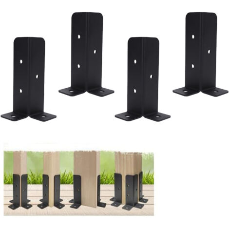 Juego de anclaje para postes – Juego con 4 patas de metal galvanizado que incluye herrajes de montaje para terraza, porche y cerca.