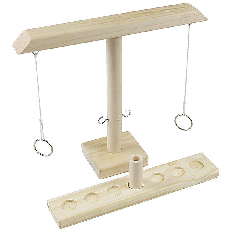 

Juego de anillo de madera Juegos de mesa con gancho Juego portatil para ninos Fiesta de adultos Viajes a casa,Blanco, tipo A