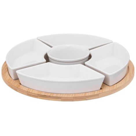 Juego de aperitivo de bambú redondo blanco de 6 piezas - Sg secret de gourmet
