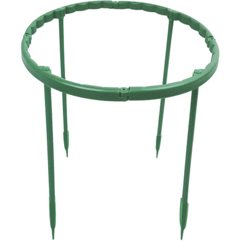 Juego de aros de soporte redondos para plantas, fabricados en plástico verde (4 brazos redondos, 4 brazos rectos), altura 25 cm/15 cm.