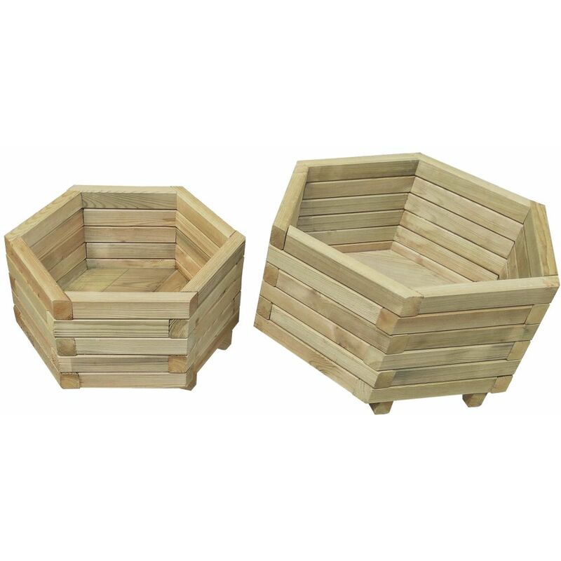 

Juego de arriates 2 unidades madera de pino impregnada