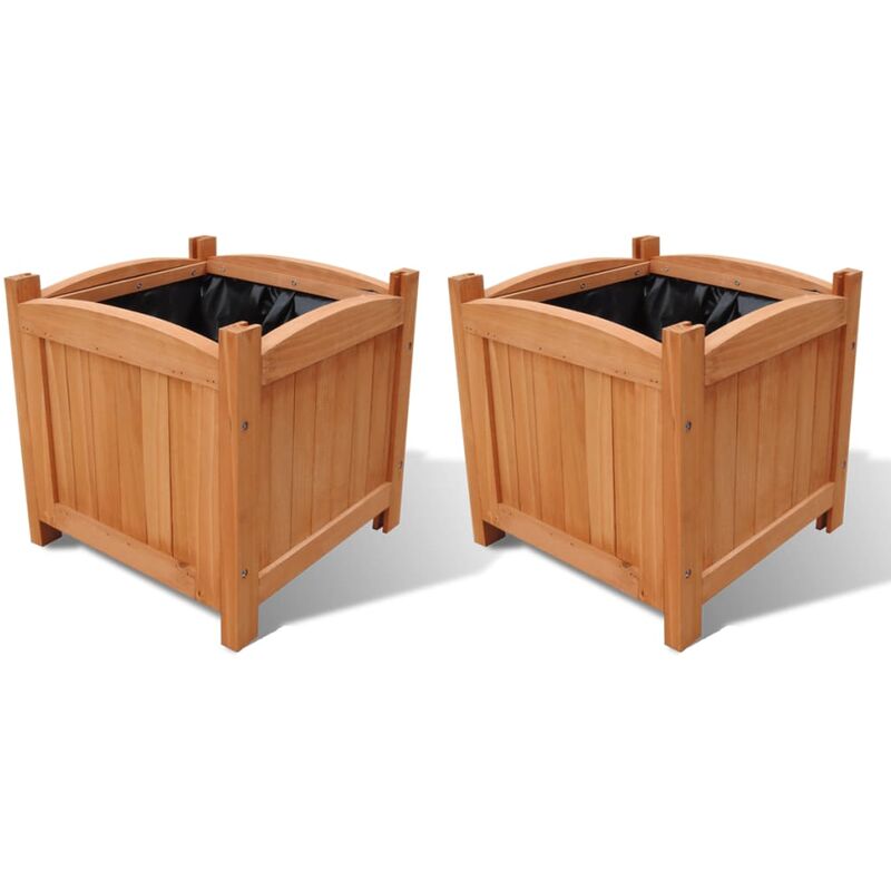 

Juego de arriates de madera 2 unidades 30x30x30 cm