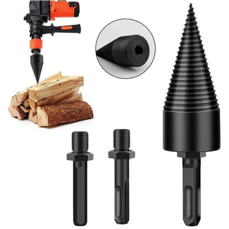 Juego de astilladora de leña FOREHILL con martillo eléctrico, brocas de alta dureza, 42 brocas + 3 vástagos (vástago redondo, vástago cuadrado, vástago hexagonal), 700 g