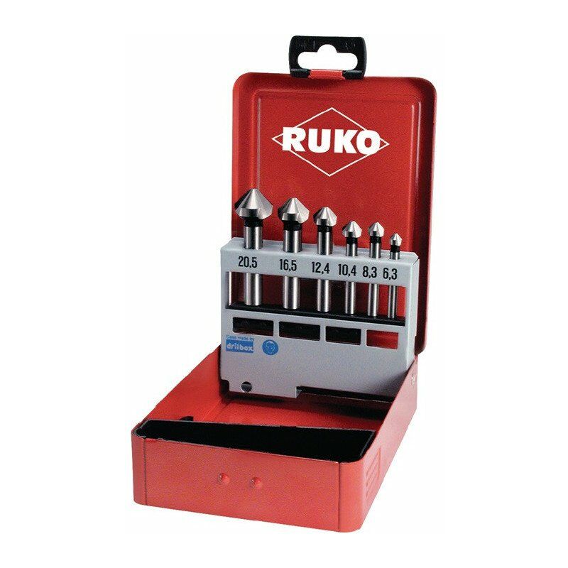 

Ruko - Juego de avellanadores DIN 335C 90 grados 6,3-20,5 mm ASP Caja metálica de 6 piezas