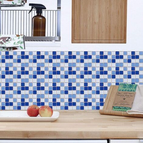 Juego de azulejos autoadhesivos 3D para pared [PVC 10x10cm, 30 piezas] para cocina y baño.