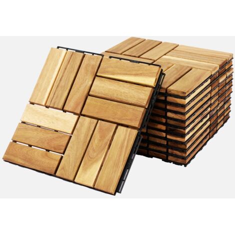 Juego de baldosas de madera para patio de 30 x 30 cm, modelo cuadrado