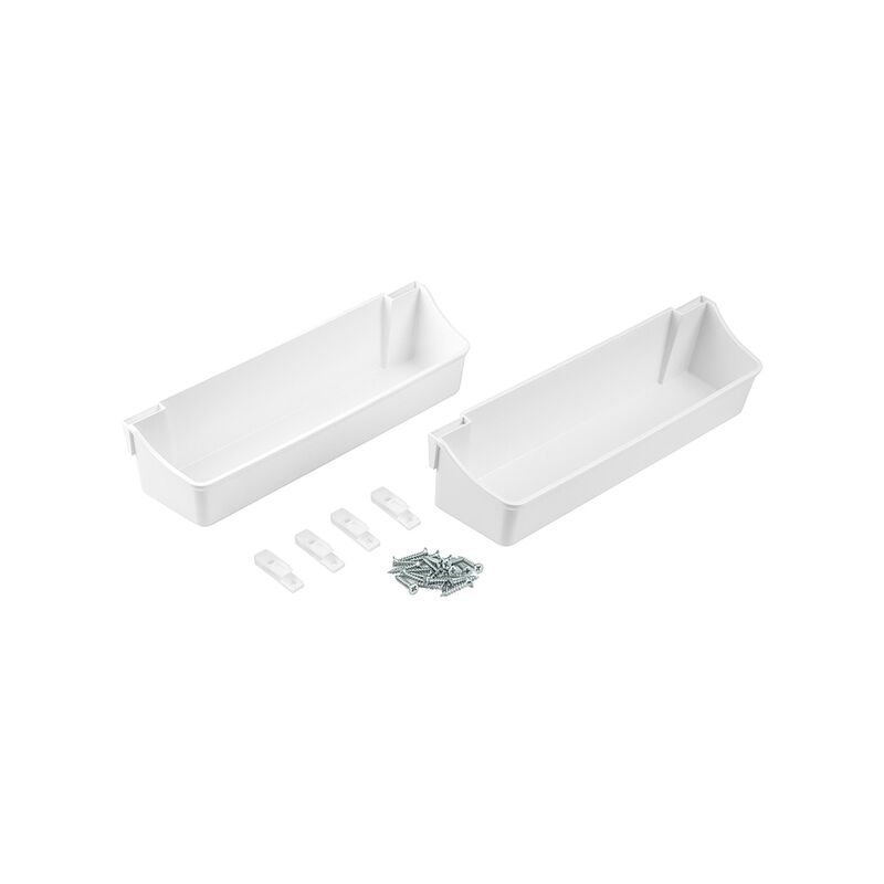 

Bandejas auxiliares para fijar puerta armario, 350 mm, Plástico, Blanco, 2 ud. - Blanco - Emuca