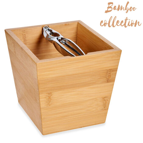 Juego de bandejas cuadradas de bambú para frutos secos con pinzas de metal, resistentes a la humedad y fáciles de limpiar, 16 × 16 × 11 cm