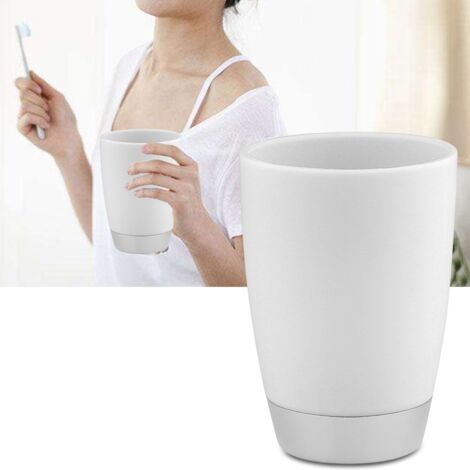 Juego de baño de 4 piezas – compuesto por dispensador de jabón, portacepillos de dientes, vaso y jabonera – plástico PP – blanco