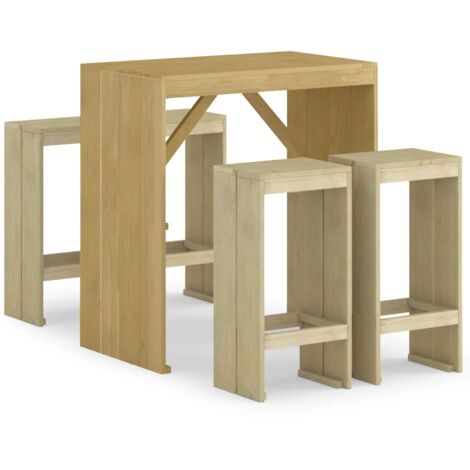 Juego de bar de jardín 5 piezas madera de pino impregnada vidaXL