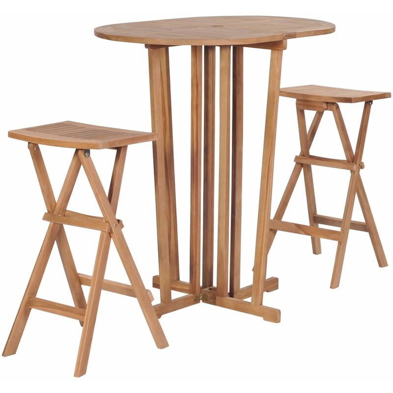 

Juego de bar plegable 3 piezas madera de teca maciza - Marrón - Vidaxl
