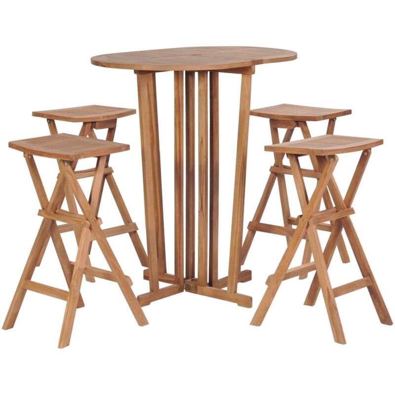 

Juego de bar plegable 5 piezas madera de teca maciza - Marrón - Vidaxl