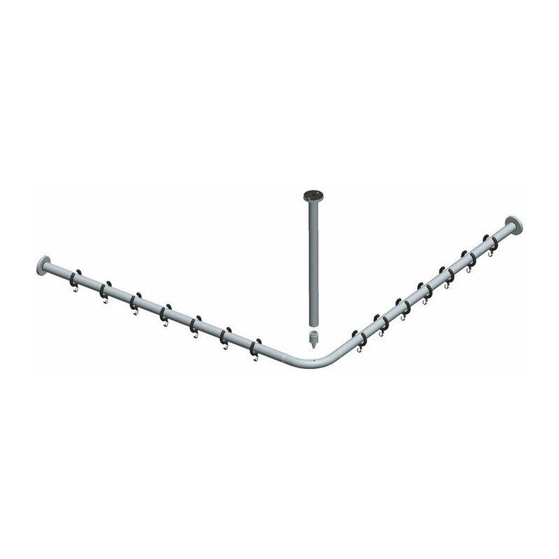 

Juego de barra para cortina de ducha PLAN para ducha cuadrada 900 x 900 mm acero inoxidable / negro-gris KEUCO