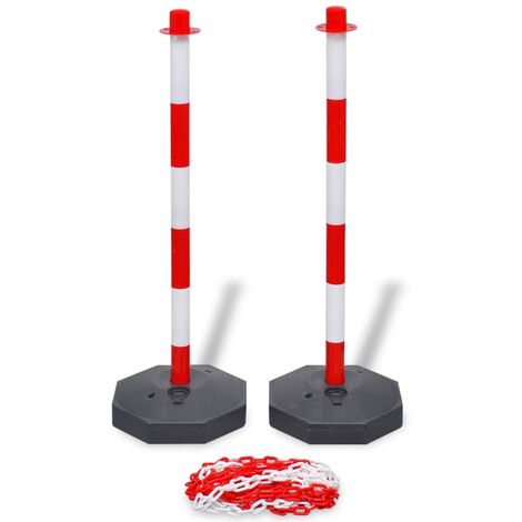 Juego de barrera con postes con cadena de plástico 10 m vidaXL