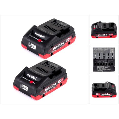 Juego de baterías Metabo: 2x baterías LiHD 4.0Ah 18V (625367000)